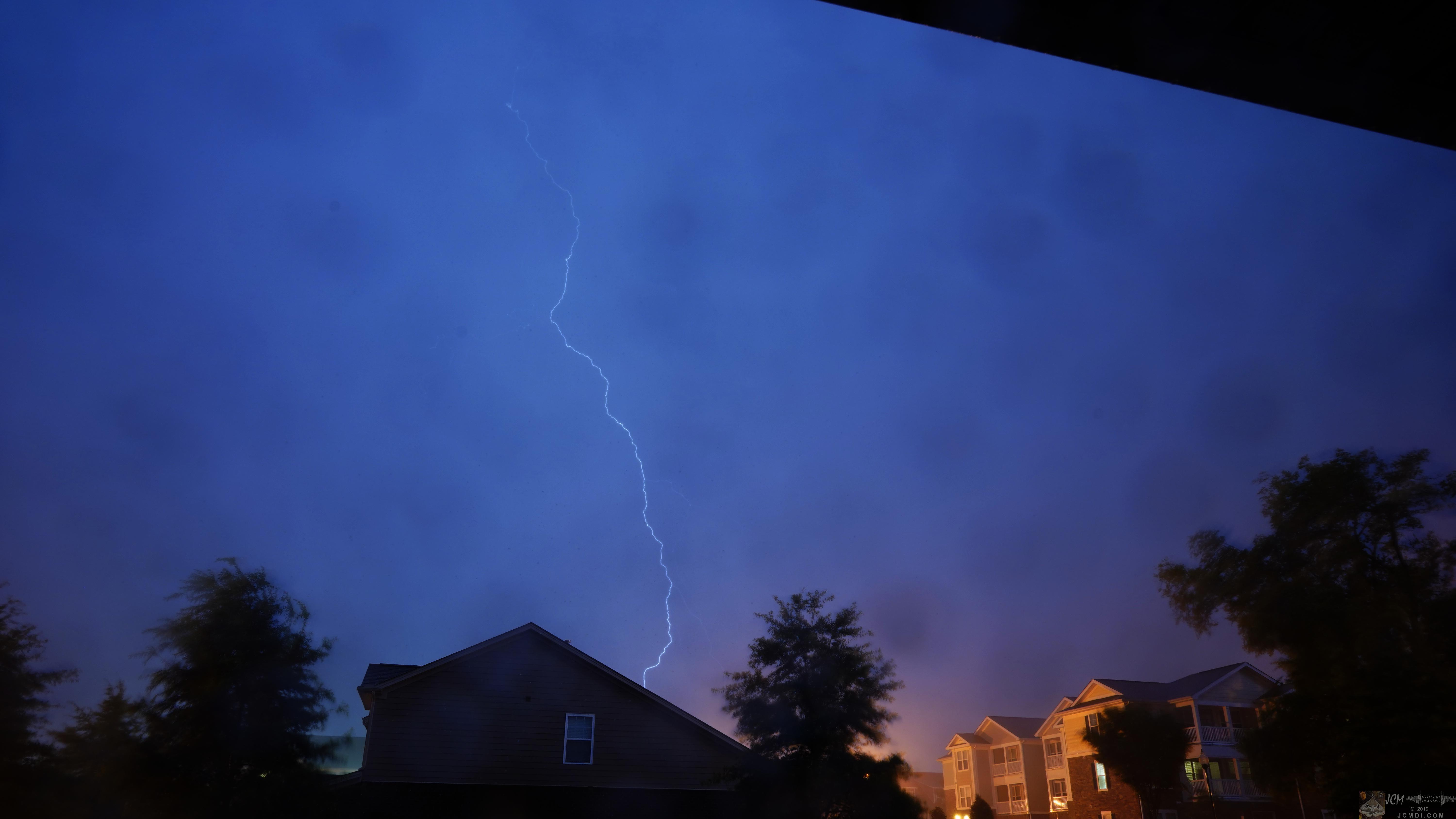 Severe thunderstorm lightning bolt lights up the sky in Tennessee